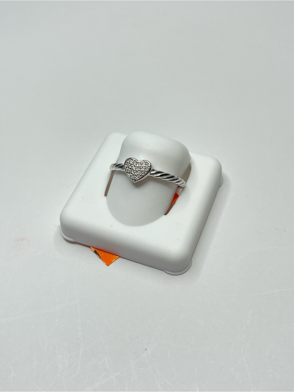 Sterling Silver Heart with Moissanite Rope Band Ring